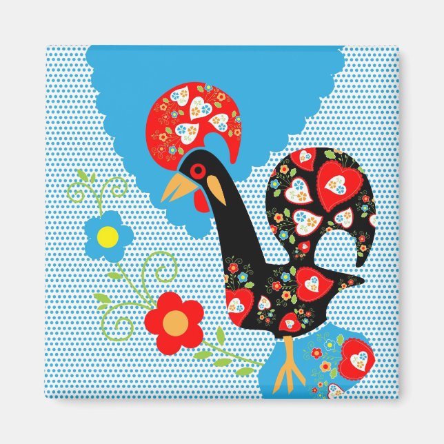 The Portuguese Rooster of Barcelos Magnet (Front)