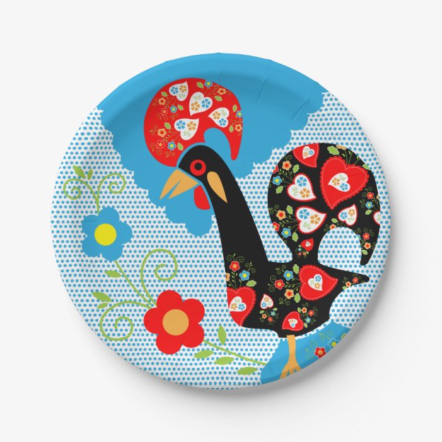 The Portuguese Rooster of Barcelos Paper Plates (Front)
