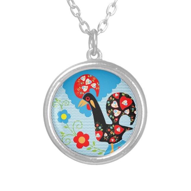 The Portuguese Rooster of Barcelos Silver Plated Necklace (Front)