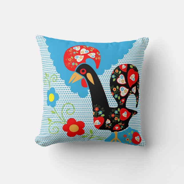 The Portuguese Rooster of Barcelos Throw Pillow (Front)