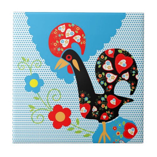 The Portuguese Rooster of Barcelos Tile