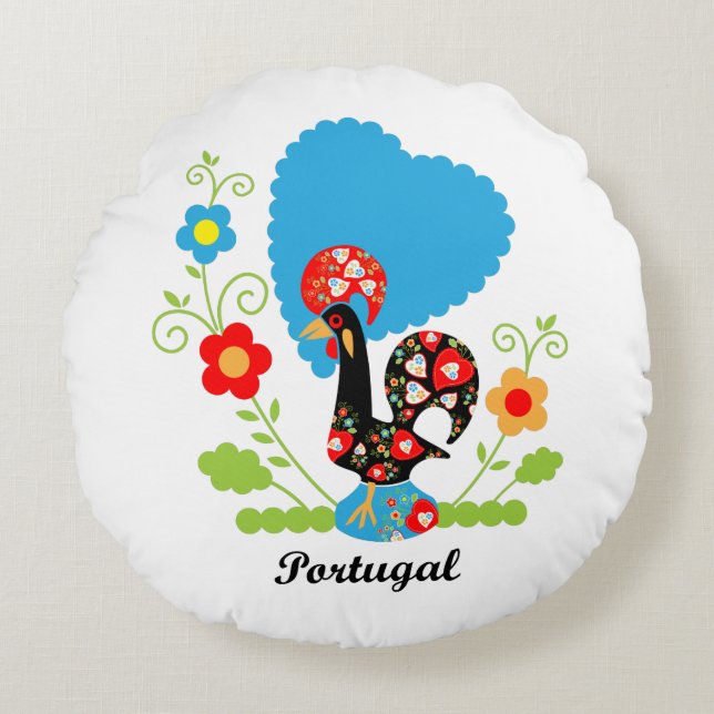 The Portuguese Rooster Round Pillow (Front)