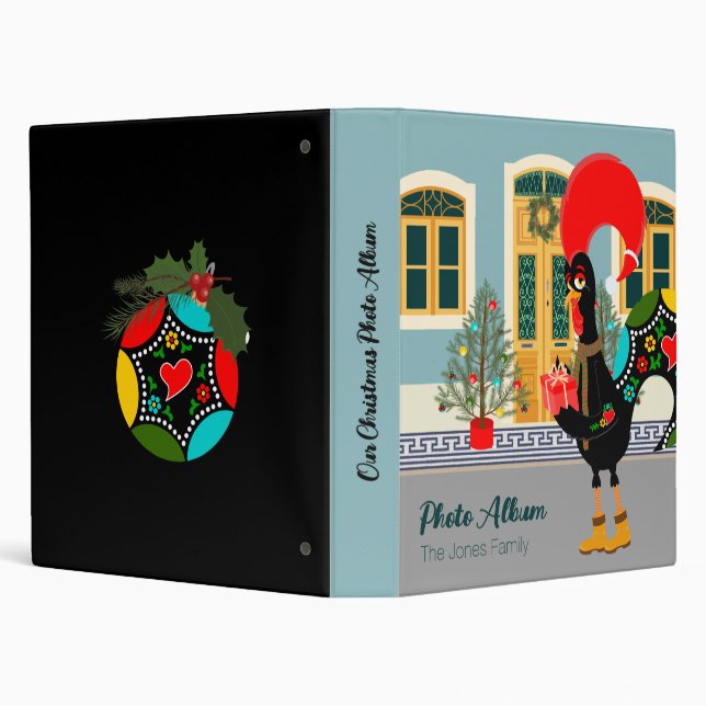 The Portuguese Rooster with a Christmas present 3 Ring Binder (Background)