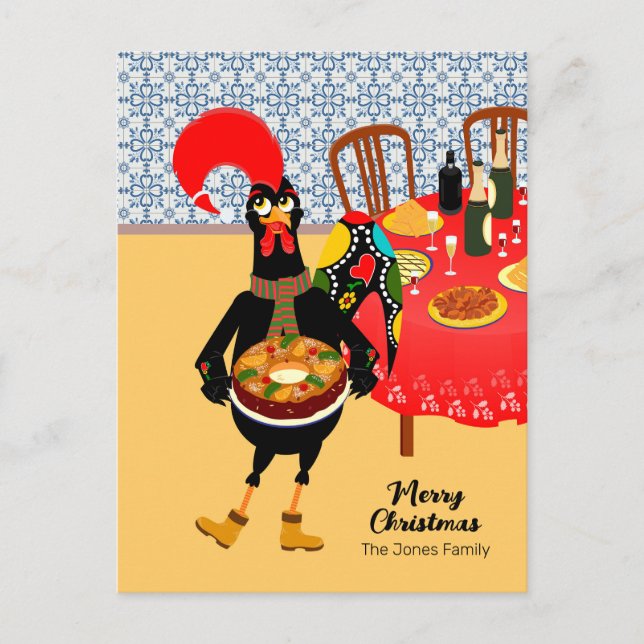 The Portuguese Rooster with a King Cake Postcard (Front)