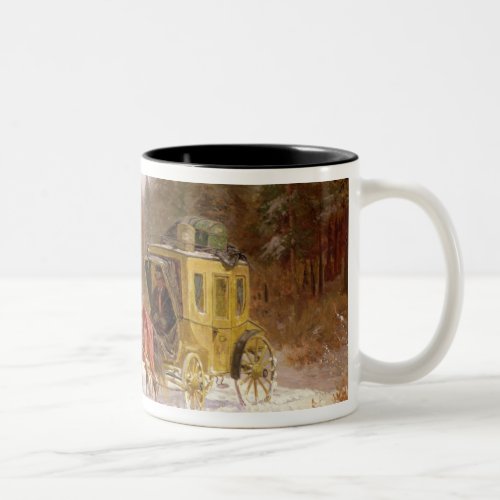 The Post Coach in the Snow Two_Tone Coffee Mug