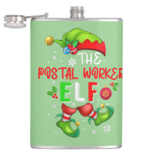 The Postal Worker Elf Christmas Elf Costume Lover Flask