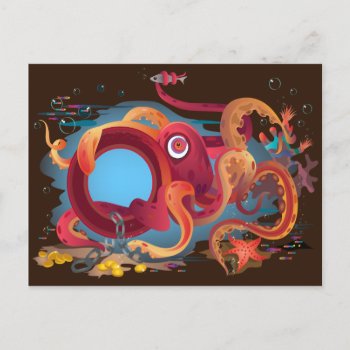 The Postcard With Octopus Picture by Taniastore at Zazzle