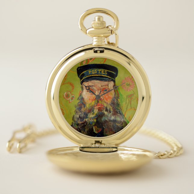 The Postman Joseph Roulin by Vincent Van Gogh Pocket Watch (Inside)