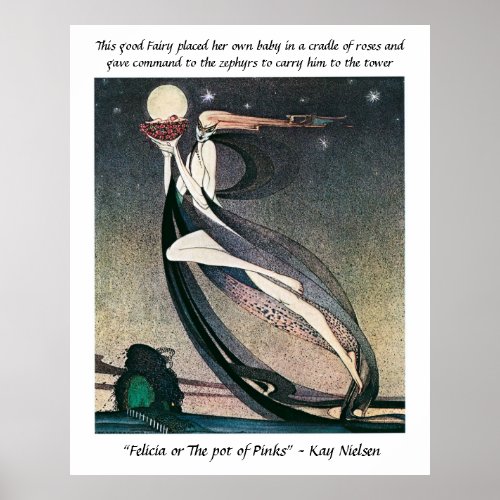 The pot of Pinks vintage fairytale Kay Nielsen Poster