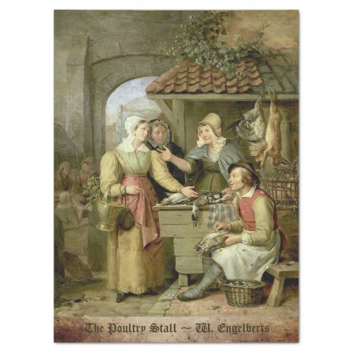 THE POULTRY STALL ANTIQUE DUTCH PAINTING TISSUE PAPER