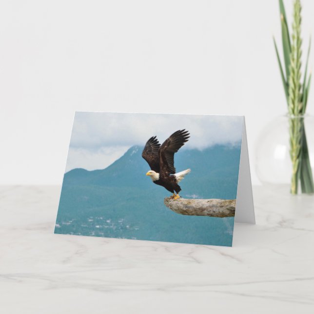 "The Power of Flight" Bald Eagle Greeting Card (Front)