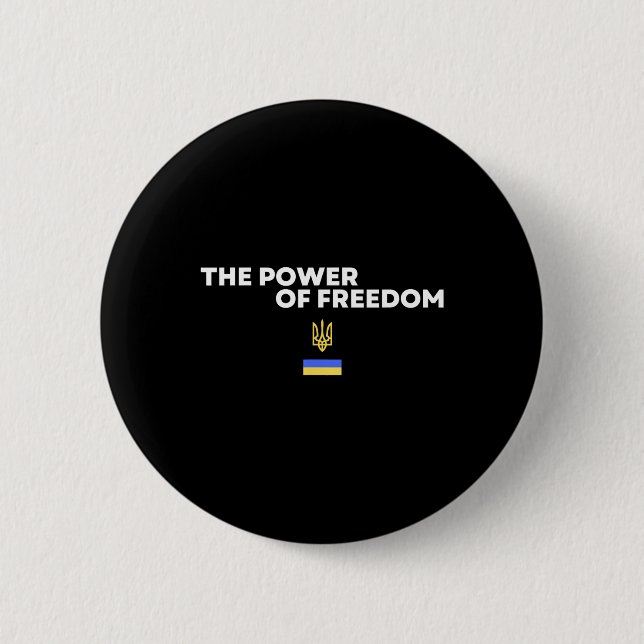The Power Of Freedom Trident Ukrainian Flag Symbol Button (Front)