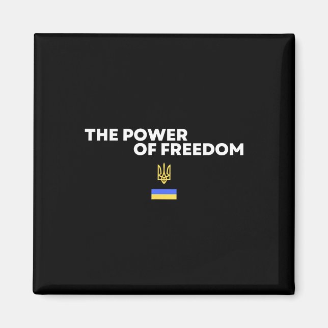 The Power Of Freedom Trident Ukrainian Flag Symbol Magnet (Front)