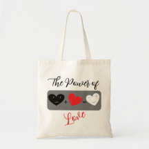 the power of love black, red and white hearts