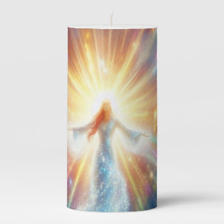 The Power of Love Flowing From Her on a Beautiful Pillar Candle