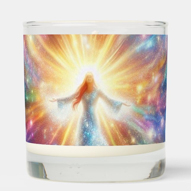 The Power of Love Flowing From Her on a Beautiful Scented Candle (Back)
