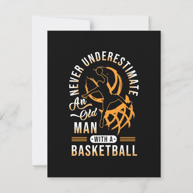 The Power Of Old Man With A Basketball Thank You Card (Front)