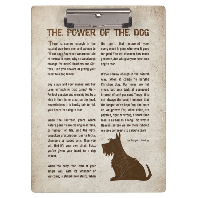 The Power of the Dog Poem - Rudyard Kipling  Clipboard (Front)