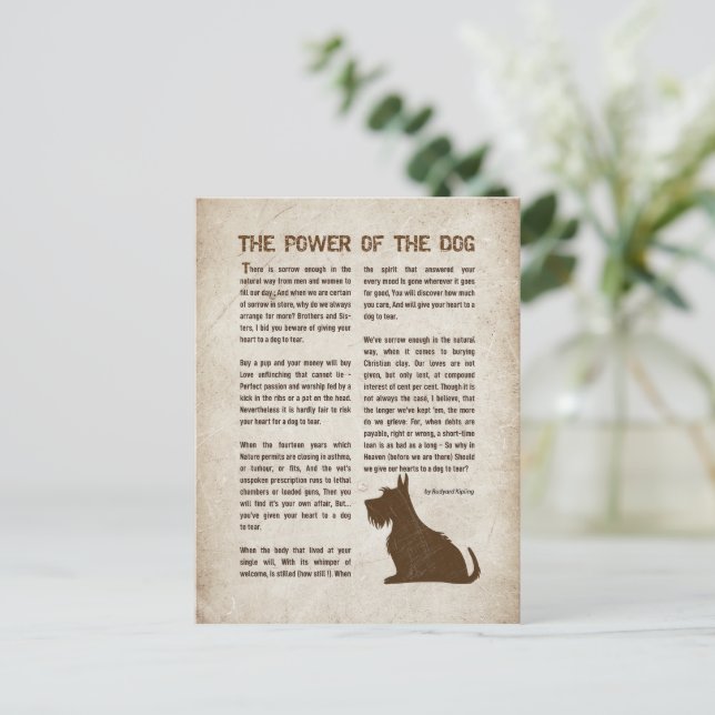 The Power of the Dog Poem - Rudyard Kipling  Postcard (Standing Front)