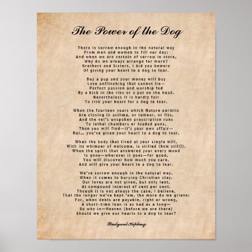 The Power of the Dog Touching Poem Poster