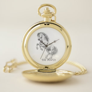 The Power of the Stallion Majestic Horse Graphic Pocket Watch