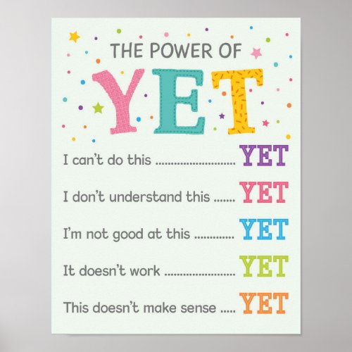 The Power of Yet Classroom Growth Mindset Poster