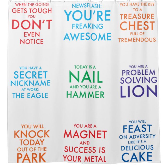 The Power Shower Curtain - Motivational slogans (Front)