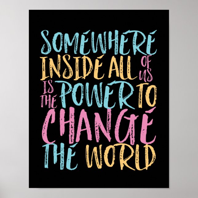 The Power To Change The World Inspirational Quote Poster (Front)