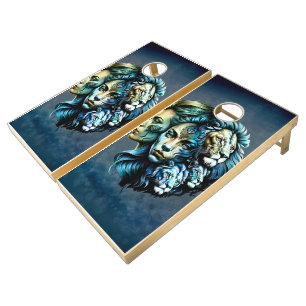 The Powerful Presence of Lions Cornhole Set