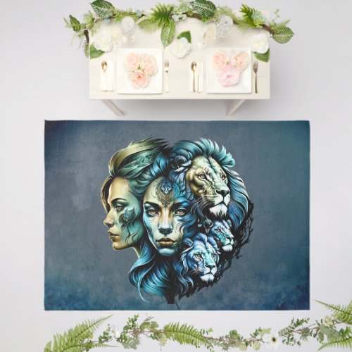 The Powerful Presence of Lions Outdoor Rug