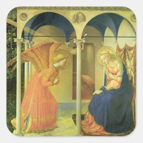 The Prado Annunciation by Fra Angelico Square Sticker