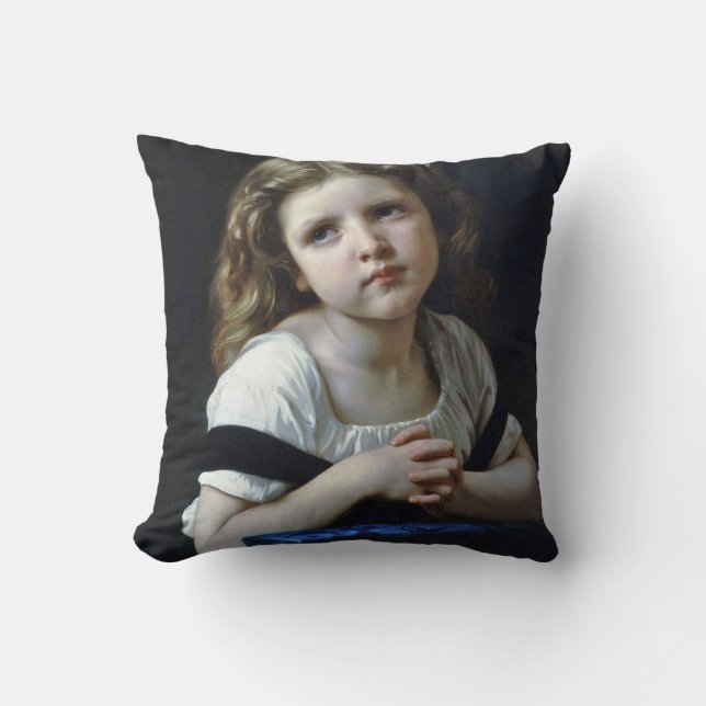 The Prayer, Bouguereau Throw Pillow (Front)