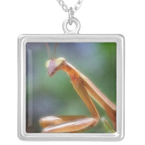 The Praying Mantis Silver Plated Necklace