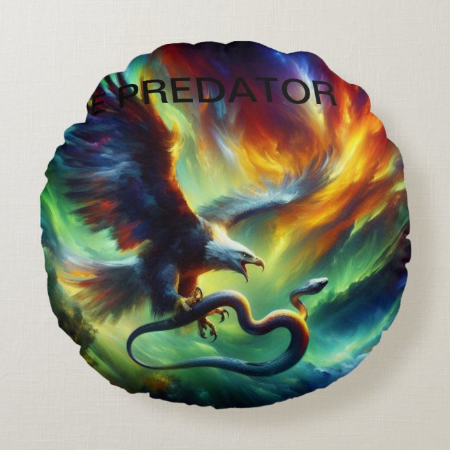  The Predator and the Prey" Round Pillow (Front)