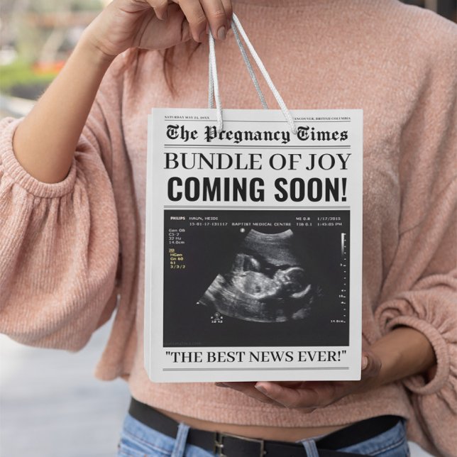 The Pregnancy Times Newspaper Custom Baby Photo Medium Gift Bag (Creator Uploaded)