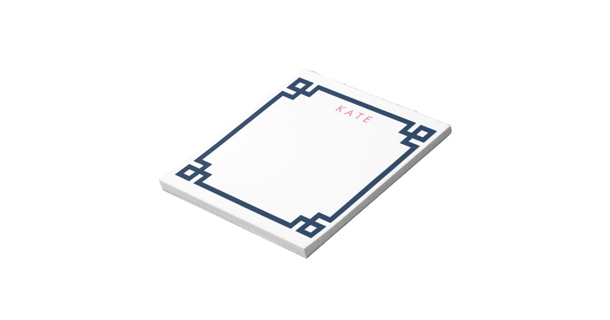 The Preppy Desk Notepad with Greek Key pattern | Zazzle