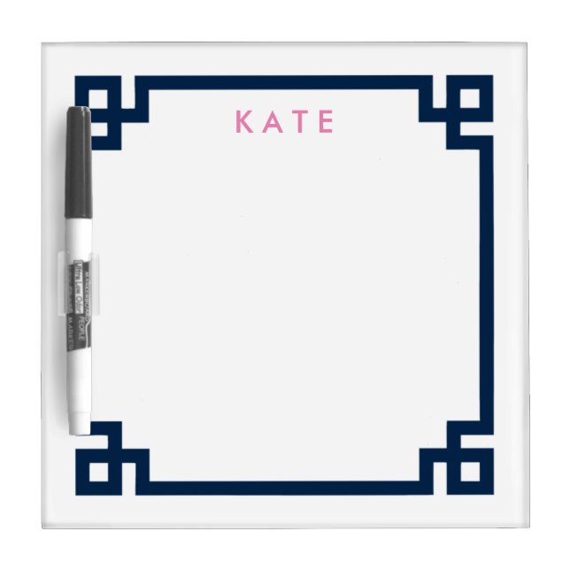 The Preppy Desk Notepad with Greek Key pattern Dry Erase Board (Front)
