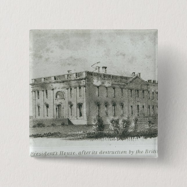 The President's House After its Destruction Button (Front)
