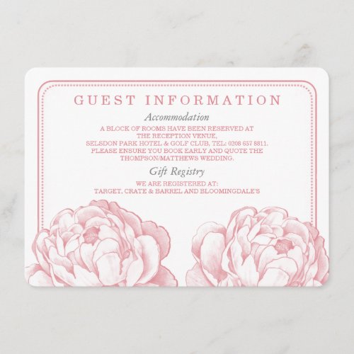 The Pretty Peony Floral Wedding Collection Enclosure Card