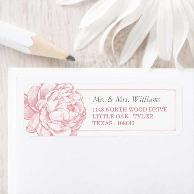 The Pretty Peony Floral Wedding Collection Label (Insitu)