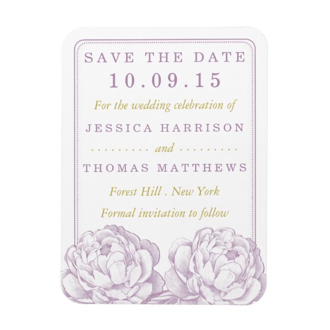The Pretty Peony Floral Wedding Collection Magnet (Vertical)