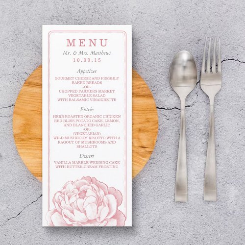 The Pretty Peony Floral Wedding Collection Menu