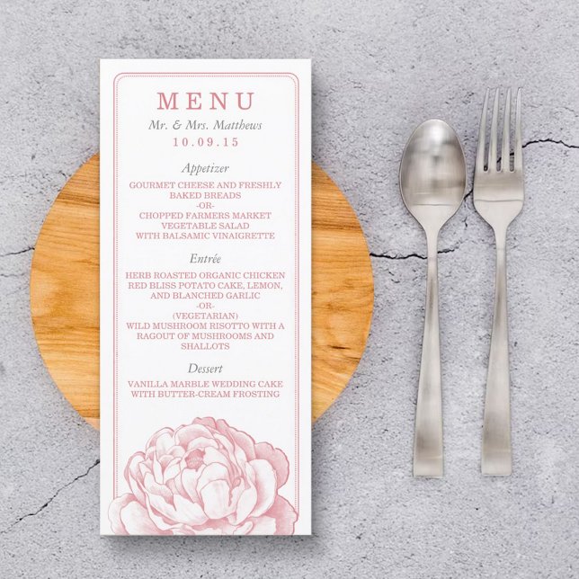 The Pretty Peony Floral Wedding Collection - Menu (Creator Uploaded)
