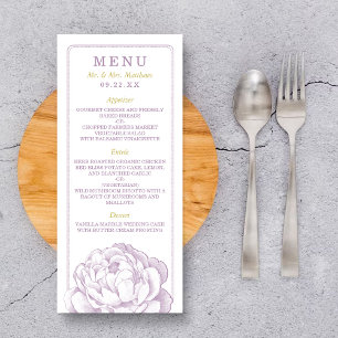 The Pretty Peony Floral Wedding Collection Menu
