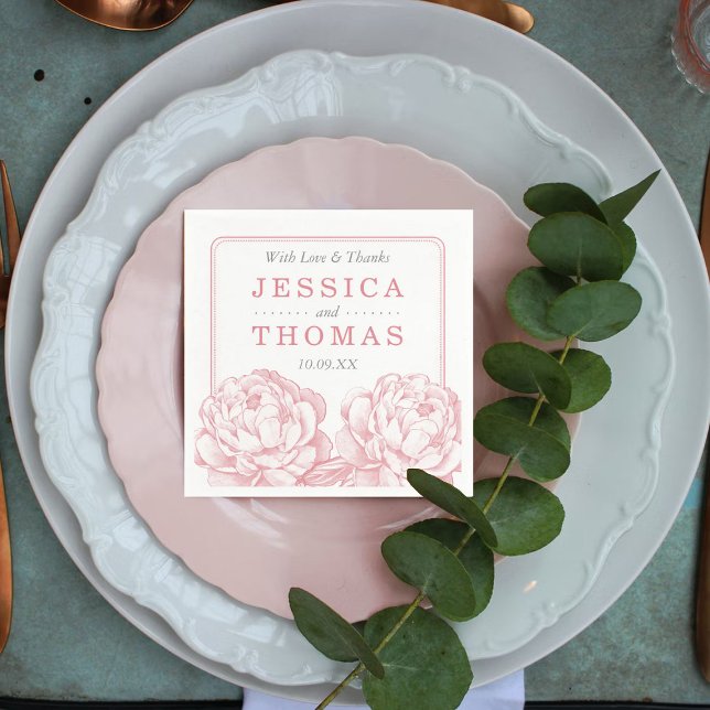 The Pretty Peony Floral Wedding Collection Paper Napkins (Creator Uploaded)