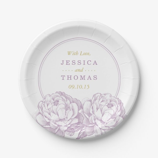 The Pretty Peony Floral Wedding Collection Paper Plates (Front)