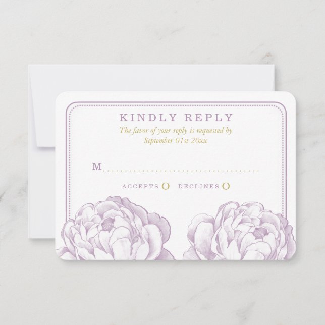 The Pretty Peony Floral Wedding Collection RSVP Card (Front)