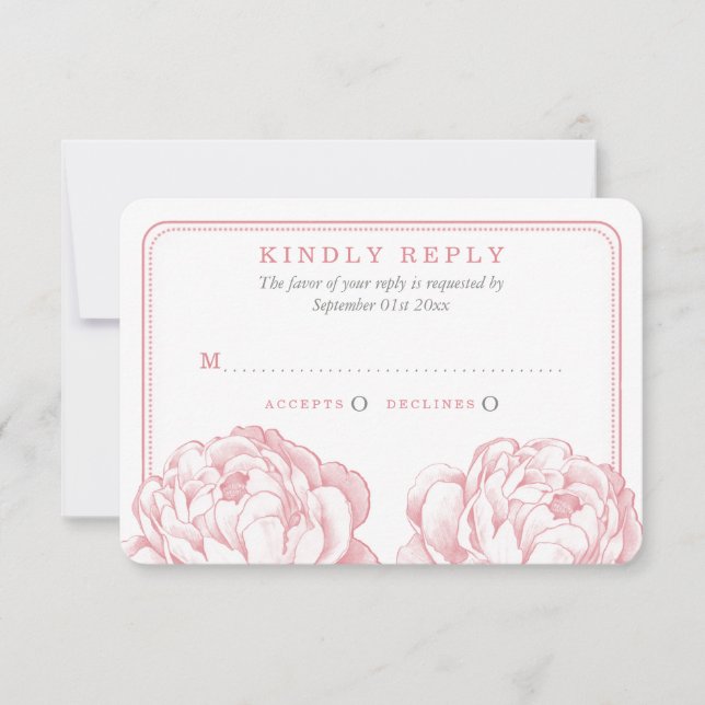 The Pretty Peony Floral Wedding Collection RSVP Card (Front)