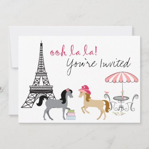 The Pretty Ponies Paris Horse Birthday Invitation