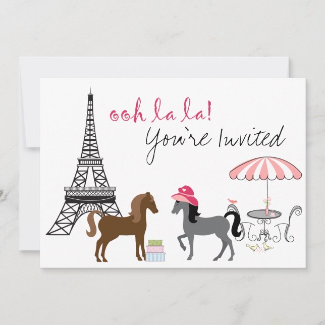 The Pretty Ponies Paris Horse Birthday Invitation (Front)